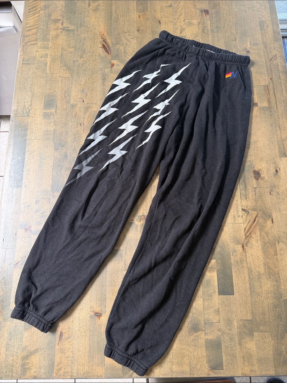 Aviator Nation Black Lightning Bolt Jogger Pants size Small